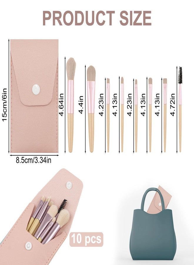 HDFCLUP 10 Sets Travel Size Makeup Brushes Set Mini Face Make up Brushes Brushes Bag for Makeup Party Favors Wedding Bridal Shower Favors Bridesmaid Gift Bachelorette Party Gift (lvory Beige, 10pc) - Image 2